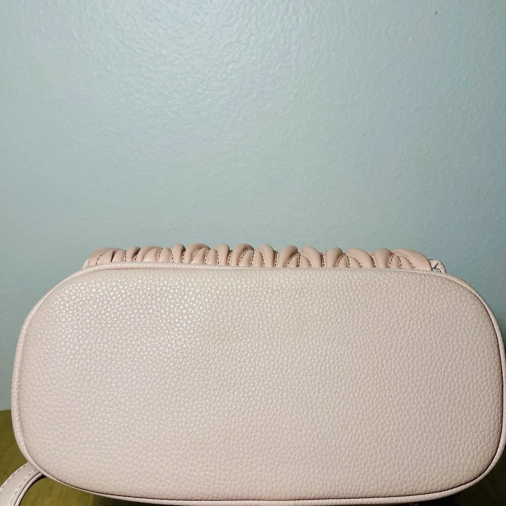 Pink‎ Backpack Vegan Leather Textured Gold Tone Hardware